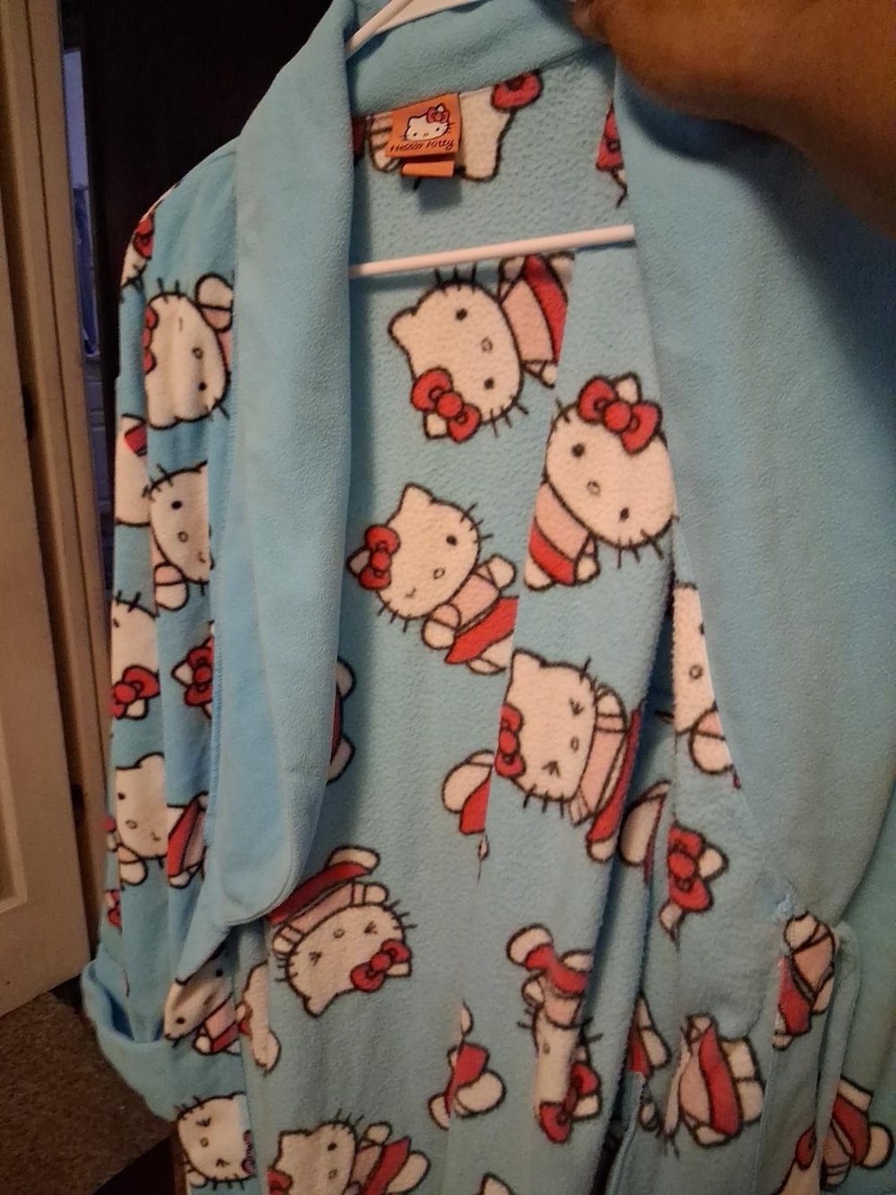 Hello Kitty Blue Fleece Kids Robe with Red Accents